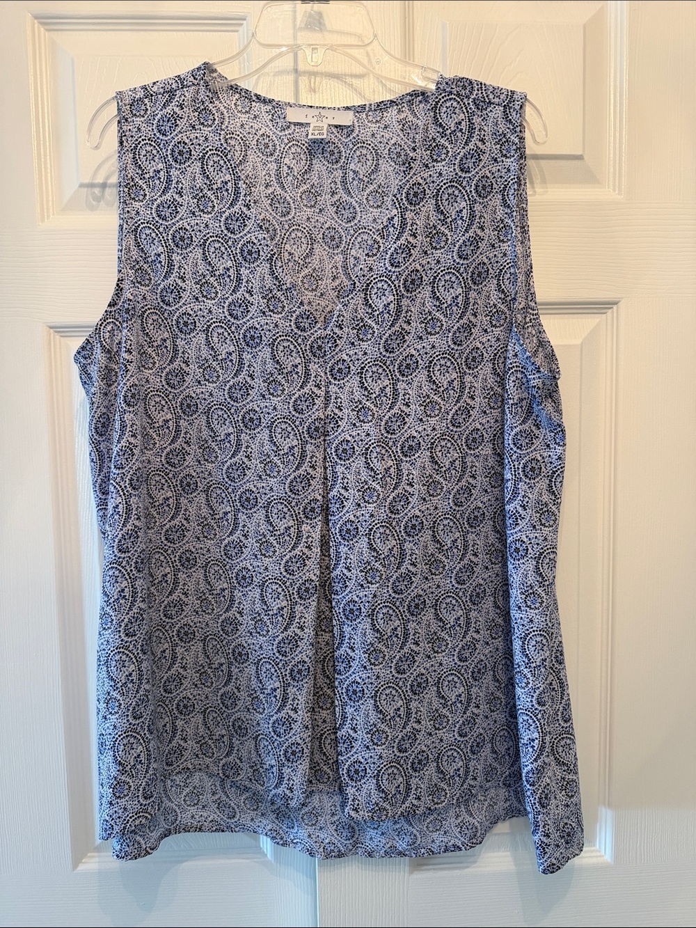 Fever Blue Paisley Sleeveless V-Neck Top
